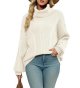 Turtleneck Sweaters for Women Oversized Sweater Chunky Cable Knit Pullover