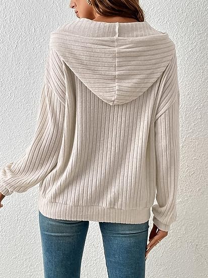 Women's Drawstring Long Sleeve Hoodies Pocket Front Casual Sweatshirt Tops
