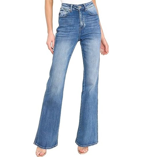 Women's High Waisted Bell Bottom Jeans Stretch Flare Casual Denim Pants