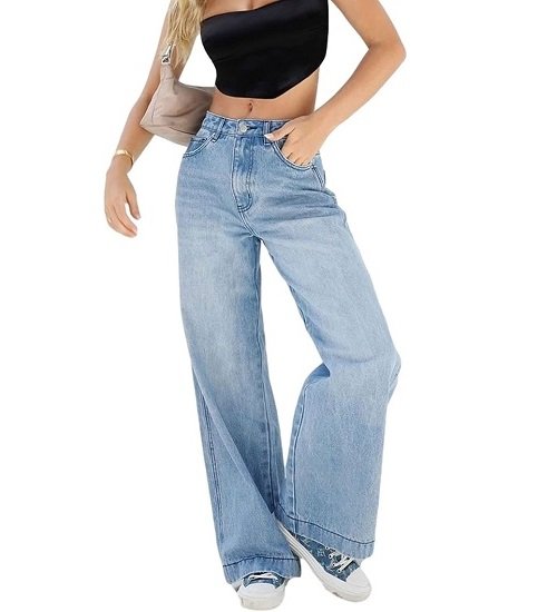 Women's High Waisted Wide Leg Jeans Straight Denim Pants Casual Baggy Trousers