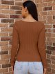 Women's Fall Clothes Sexy Twist Knot Top Ribbed Knit Long Sleeve Pullover Sweater Tops